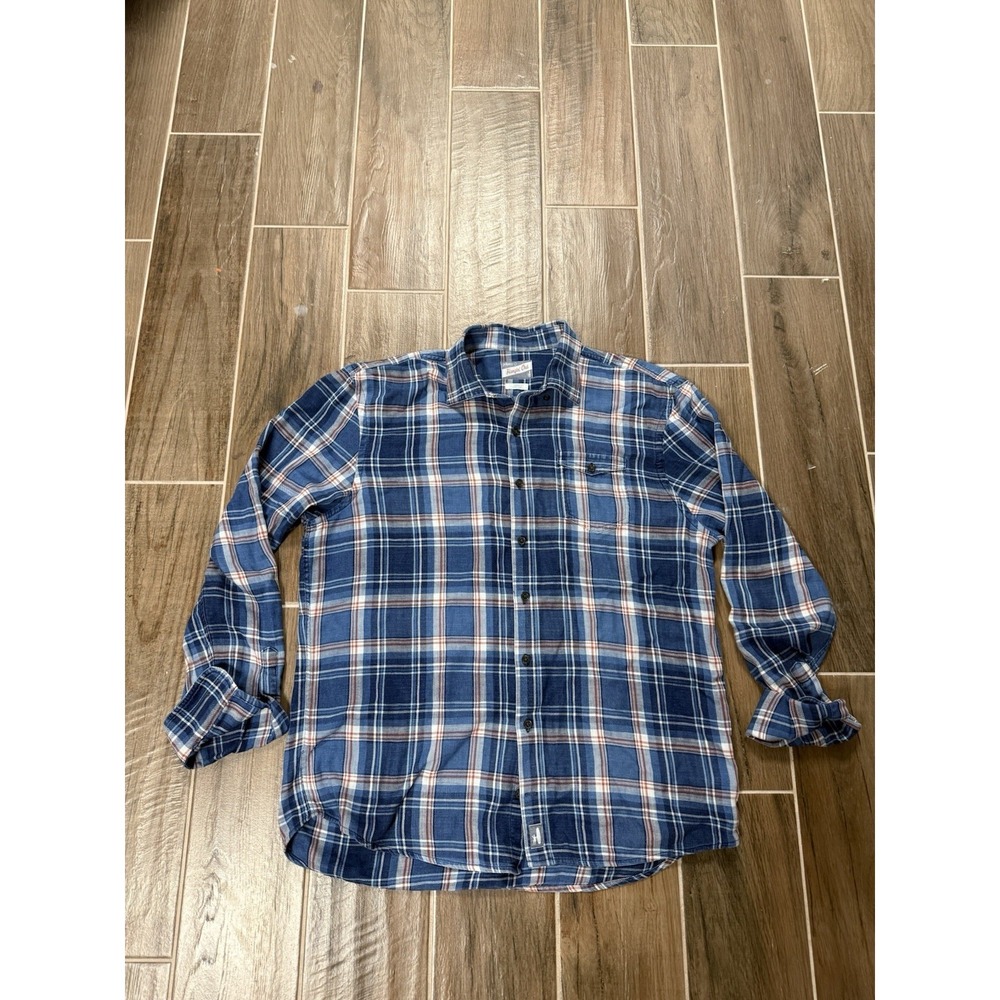 Johnnie-O Hangin Out Plaid Button Shirt Mens Large Blue Red Casual Cotton